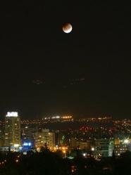 View of the Capital Santiago after power generates in buildings were turned on