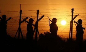 The much disputed India Kashmir border protected by soldiers