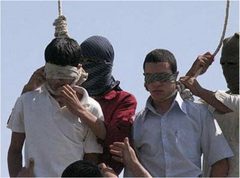 Two Iranian teenagers who were executed for being homosexual. At the time of arrest, one of the boys were 14 the other was 16-years-old.