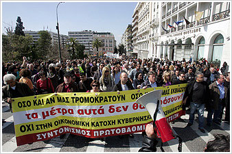 Scenes of protests at Athens and many areas in the country