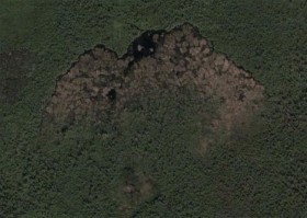 Image of the huge beaver dam located in Northern Canada