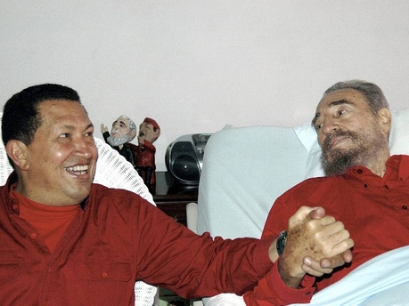 Venezuelan President Hugo Chávez (left) meets his Cuban counterpart, Fidel Castro, in Havana 