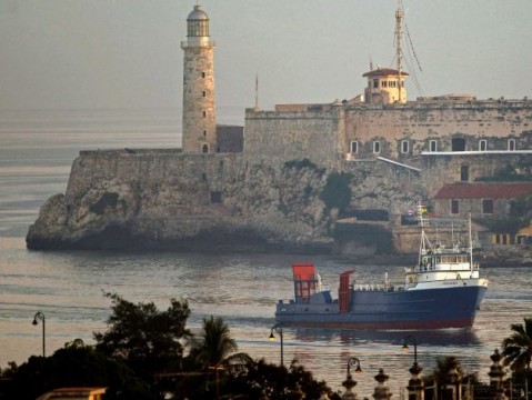 US cargo ship Ana Cecilia at the Havana Bay, Cuba, earlier today