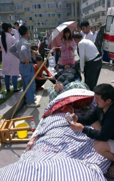 Injured people receive medical treatment.