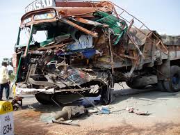 A bus damaged in accident in India. File Pic