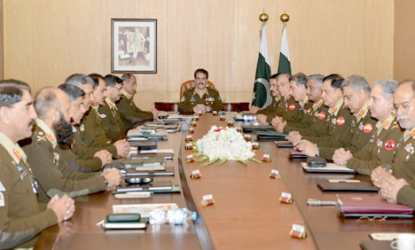 Pakistan army commanders during a meeting. File pic