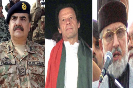 General Raheel Sharif, Imran Khan and Dr Tahir-ul-Qadri.