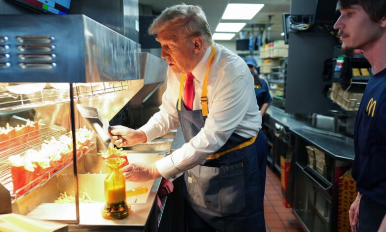 Donald Trump, Pennsylvania’daki bir McDonald's şubesinde patates kızartarak 2024 seçim kampanyasında dikkat çeken bir etkinlik gerçekleştirdi.